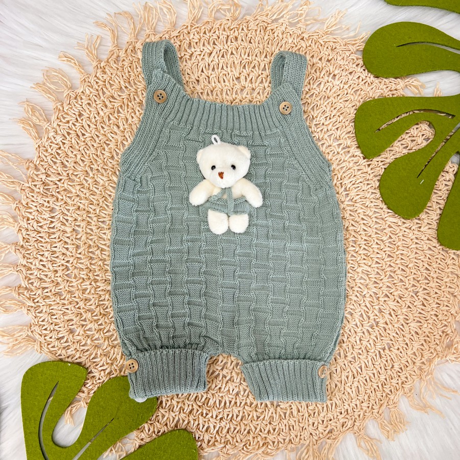 Jardineira Curta de Linha Ursinho - Verde Jardineira Curta de Linha Ursinho - Verde